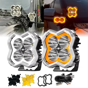 17600LM 152W White DRL Amber Chasing 4X4 Off-Road 5 Inch Cowl Mount Lights Ditch Lights for Jeep Tacoma