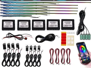18 1 Led Car Ambient Lights Symphony 256 Color Rainbow ABS Strips Interior Atmosphere IP67 Rated 12V Remote