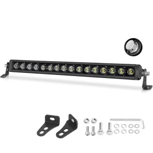 18 Single Strip 80W 12V 8000 Lumens 6000K Cool White Spot Beam LED Light Bar for 4×4 Cars IP67 Waterproof Diecast Aluminum