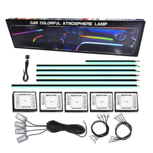 18 in 1 Chasing RGB Car Atmosphere Light 12V Music BT Control LED Strip Light
