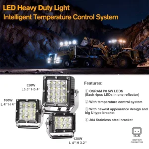 180/120/360W 4-Inch LED Work Light 4-Row LED Bar for Offroad Driving Boat Tractor Truck 4×4 SUV 12V 24V Car Accessories