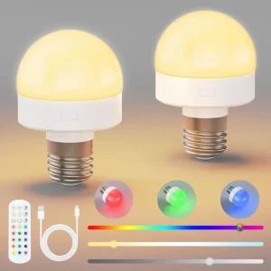 1800mAh LED Battery Rechargeable Light Bulb with Remote Control RGB E27 E26 Bulb with Hook Smart Rechargeable Magnetic Bulb