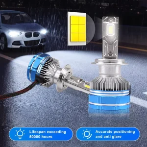 180W 25000LM Imported 3570 CSP Chip IP68 Waterproof Aluminum Housing Turbo Silent Fan Plug & Play 6500K H7 LED Headlight Bulb