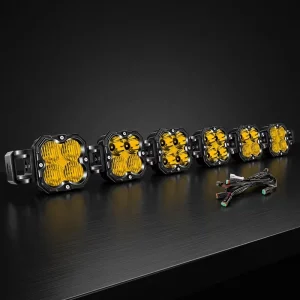 180W Yellow Linkable Offroad Vehicle LED Heavy Duty Dust Vibration Proof 4×4 Off-Road Auxiliary Pod Lamps 5000 Lumens