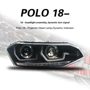 19 POLO 12V LED Headlight Modification Assembly with Lens Streamer Steering Dual U Daytime Running Light