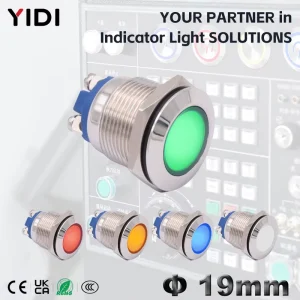 19mm Flat Head Metal Indicator Light Screw Terminal Red Green Blue White Yellow LED Pilot Light Signal Lamp for Car Bus Truck