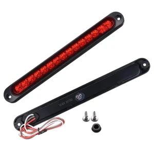 1x Red Ultra Thin LED Third Brake Lights 24V/12V Red Rear Parking Signal Lamp High Mount Stop Warning Light for Cars Trucks