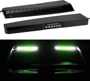 2-15 LED Green White Visor Light Bar Interior Upper Windshield Emergency Hazard Warning Strobe Light Kit Auto Exterior Lighting