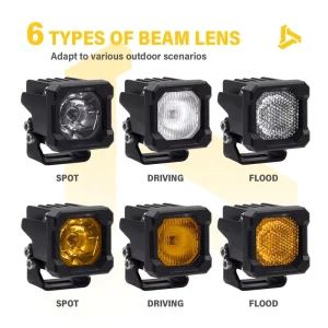2 Inch LED Ditch Light Off Road Pods 2Lens Color 3 Beam Patterns 4×4 Accessory Fit F150 Raptor Tacoma Bronco RZR Can Am Maverick