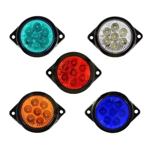 2 Inch Round Waterproof Red LED Truck Trailer Bus Lorry Clearance Lamp Side Marker Lights