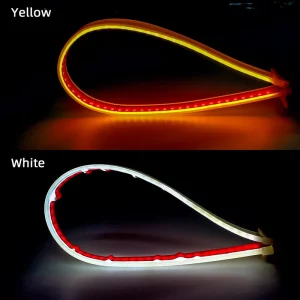 2 PCS Set 60cm White Amber Red Blue Car LED Flexible Headlight Strip Sequential Flowing Daytime Running LED DRL Lights