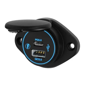 2 Port Usb C Usb A Quick Charger 3.0 Pd 3.0 Output 12V 24V Input Usb Port Fast Charger Outlet Socket for Ev Scooter Train Fleet