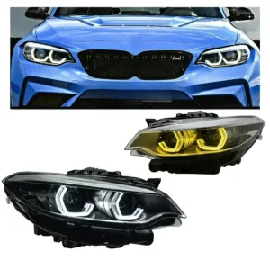 2 Series F22 Headlight Upgrade Dual Color Yellow DRL Lamp Ikon M2 LED LCI Head Lights Headlamp Angel Eye for BMW