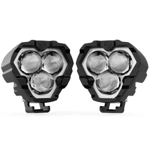 2 in 1 65W LED Work Light + Daytime Running Lamp IP68 4 Inch Three Eyes Spotlight 9-16V Car Driving Light