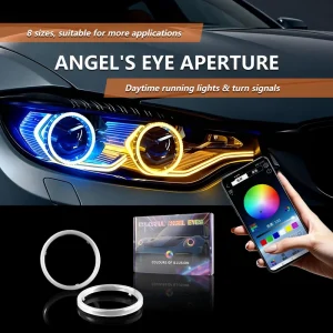 2 in 1 Car RGB Chasing LED Angel Eye Halo Light Rings App Control Auto Daytime Running Lights Turn Signals Lamps
