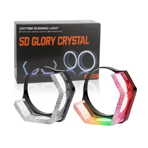 2.5 3.0 Inch Car Headlight 5D Cover LED RGB Crystal Angel Eye BT APP Control Auto Daytime Running Light Ambient Lights