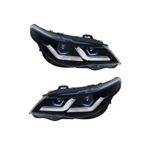 20032011 for 5 Series E60 Headlight Assembly Upgrade New Blue Brow Dual L Shape LED Daytime Running Lights Projector Lenses