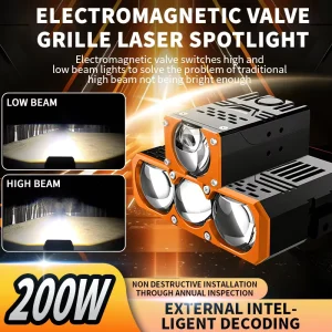 200W 12V Front Automotive LED Lights Car Grille Spotlights Mini LED Auxiliary Light Projector Lens Grille Lights