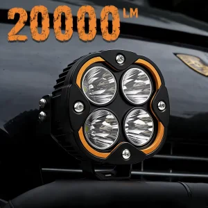 200W 5 Inch LED Work Light Side Shooter Spot Flood Combo Square Waterproof Road Driving Fog Lights for Jeep ATV SUV Truck Boat