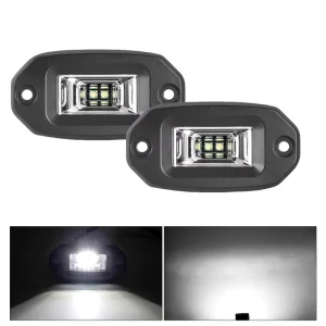 20W Flood Beam Work Light Offroad Fog Reverse Backup Driving Lights Flush Mount LED Pods for Truck ATV UTV SUV Boat