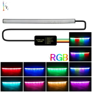 22cm LED Turn Signal Light Streaming Running Tail Light Motorcycle Brake Light Bar Car Decoration RGB