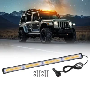 23″ Amber COB LED Light Bar 24W Security Strobe Traffic Emergency Slim for Trucks and Offroaders Car Light Accessories
