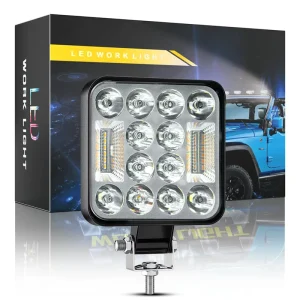 24LED 3INCH Square LED Work Light Pod White Amber Dual Color Off Road Fog Lamp with Mounting Bracket for Jeep Wrangler SUV Truck
