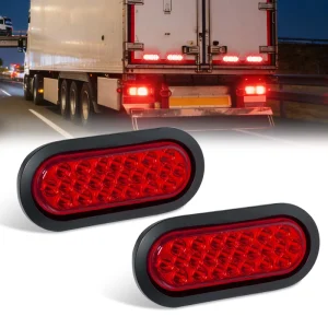 24LED 6.3Inch Red Lens Oval Red LED Trailer Tail Light Turn Fog Marker Lights for Trucks Semi trailers 12V IP67 Waterproof