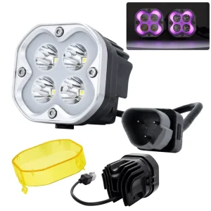 24V 160W Dynamic DRL Amber 4 Laser Work Spotlight LED Pod Lights Off Road 3 Inch for Truck Pickup UTV ATV SUV 4X4 Car IP67 12V