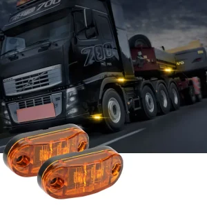 24V 2 LEDs Ultra Bright Piranha Side Marker Clearance Light Waterproof Warning Signal Lamp for Truck Trailer
