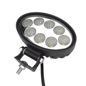 24W Waterproof Oval LED Work Light Flood Spotlight for Forklift Tractors Auto Exterior Lighting