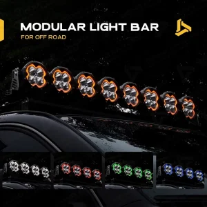 52 Inch Linkable Modular RGB LED Roof Light Bar for Land Cruiser Ranger Hilux Patrol Can-Am Defender Polaris Ranger Off Road 4X4