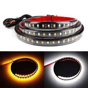 2PC 62inch LED Strip Light Kits for Cars Trucks White Amber Courtesy Signals Band Fuse 12V Running Board Side Marker