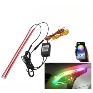 2PCS DRL Car Flexible LED Daytime Running Lights Turn Signal Lamp APP Control RGB Flowing Strip Headlight Decorative Lamp 12V