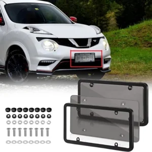 2PCS Front & Back Universal Standard Fit ABS License Plate Frame License Shield Cover with Screw