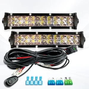 2PCS LED Light Bar 60W Combo Led Off Road Lights LED Light Bar With 10ft Wiring Harness Kit for Truck ATV UTV SUV Boat