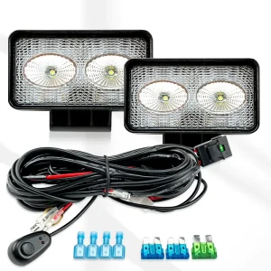 2PCS LED Work Light 20W Spot Flood Combo LED Off Road Lights With 10ft Wiring Harness Kit For Truck ATV UTV SUV Boat