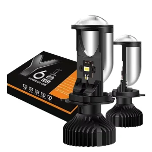 2PCS/Set H4 Hi/Lo Beam LED Mini Projector Lens Car Styling Headlight Bulbs Automobile Lamp 6000K 8000LM Focused Light Y6