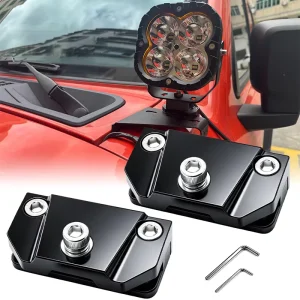 2PCS Universal Hood Ditch Light Brackets No Drill Aluminum LED Pod Mounts for Truck SUV Jeep