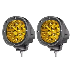 2PCS Yellow Amber Color 90W Combo Beam Car Auxiliary Round 4 Inch Mini Driving LED Light Moto