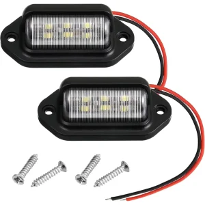 2Packs 12-24V DC LED License Plate Light 6-SMD Tag Lamp for Trailer Truck SUV Van RV Boat