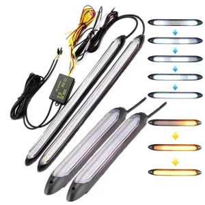 2Pcs 34.5cm Led RGB Car DRL Daytime Running Lights Waterproof for Universal Car Easy to Install Super Bright LED Hood Light
