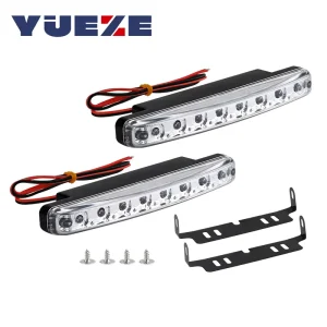 2Pcs 8LED汽车日间行车灯 汽车造型 DRL 12V 6000K白色 防水 雾灯