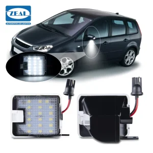 2Pcs Canbus White LED Under Mirror Puddle Light For Ford C Max Focus III Kuga Mondeo S Max Car Light