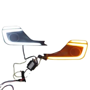 2Pcs Car LED for Suzuki Swift DRL Daytime Running Lights with Yellow Turning Signal Fog Lamp Cover