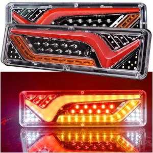 2Pcs High Brightness 12V 24V MultiFunction LED Truck Tail Light Reversing Turn Signal Brake Running Light ABS Material