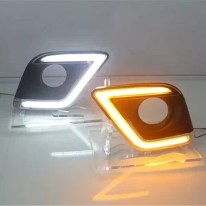 2Pcs LED Daytime Running Light LED DRL for Toyota Hilux Revo Vigo Fog Lamp With Yellow Turn signal