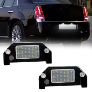 2Pcs White ABS+LED Car License Plate Light Assembly with Plug&Play for 300 300C 300S Sebring 07