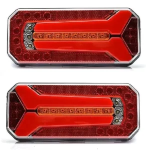 2pcs 12V-24V LED Rear Tail Lights with Dynamic Indicator Truck Trailer Lorry Tipper