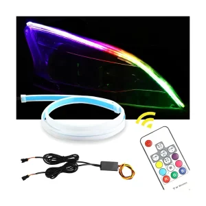2pcs Car RGB Chasing Daytime Running Light DRL LED Strip Ambient Lighting Car RGB Chasing Daytime Runn